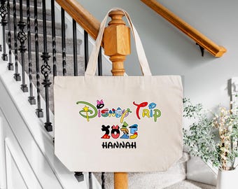 Disneyland Tote Bag, Personalized Disney Tote Bag, Disney Trip 2025 Tote Bag, Custom Disney World Trip 2025 Bag, Disney Trip Bag