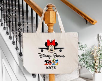 Minnie Disney Bound Tote Bag, Personalized Tote Bag, Cute Disney World Tote Bag, Custom Disney Bound 2025 Tote Bag, Disneyland Trip Gifts