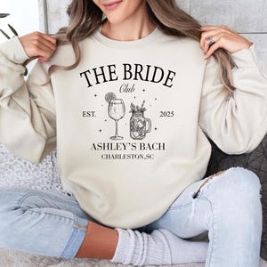 Custom The Bride Clup Sweatshirt, Personalized Bride Hoodie, Charleston Bachelorette Shirt, Bridal Party Sweatshirt, Custom Bach Club Shirt