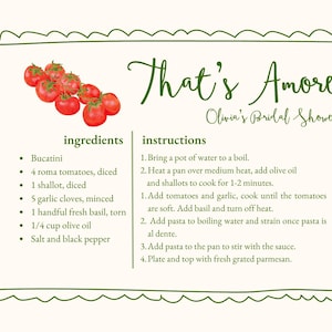 That's Amore Bridal Shower Recipe Cards
