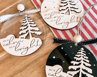Laser-Cut Wood Christmas Ornament | All is Calm Design