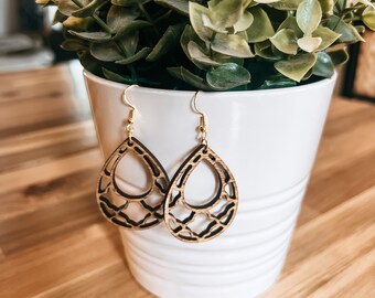 Dark Walnut Baltic Birch Wood Earrings | Hypoallergenic
