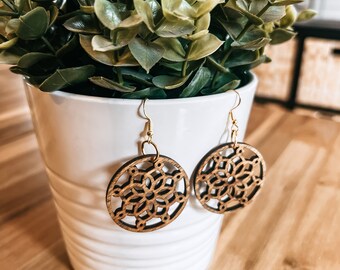 Dark Walnut Baltic Birch Wood Earrings | Hypoallergenic