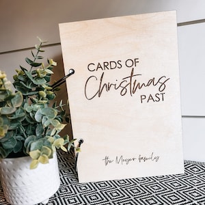 Personalized Christmas Card Keeper | Engraved Baltic Birch Memory Holder