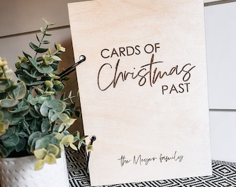 Personalized Christmas Card Keeper | Engraved Baltic Birch Memory Holder