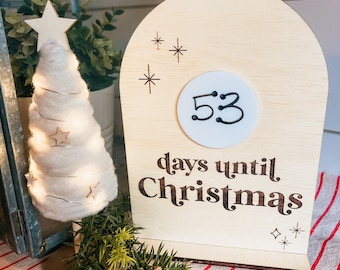 Laser Engraved Christmas Countdown Sign | Baltic Birch Holiday Decor