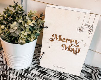 Personalized Wood Christmas Card Keeper | Engraved Holiday Memory Book