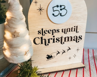 Christmas Countdown Sign | Laser Engraved Baltic Birch Holiday Decor
