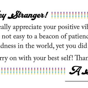 Cartões de agradecimento Hey Stranger Positive Vibes