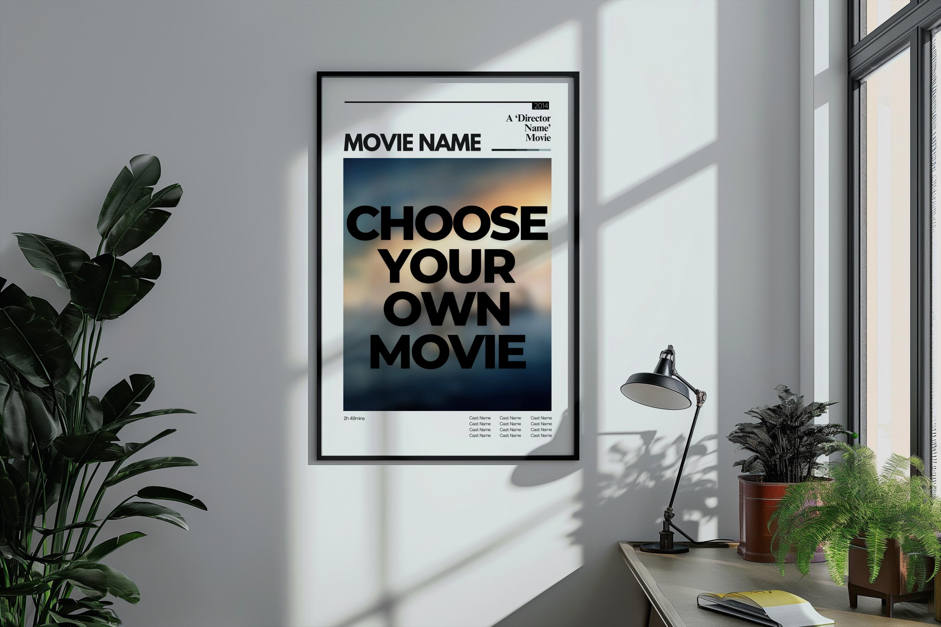 Custom Movie Poster | Personalized Film Poster Print | Minimalist Digital Wall Art | Movie Gift for Film Lovers | Aesthetic Cinema Decor Art