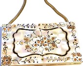 Vintage Compact Clutch Wristlet, Marhill Clutch compact, Mother of Pearl Compact, 1950s Evening Minaudiere, Compact Purse