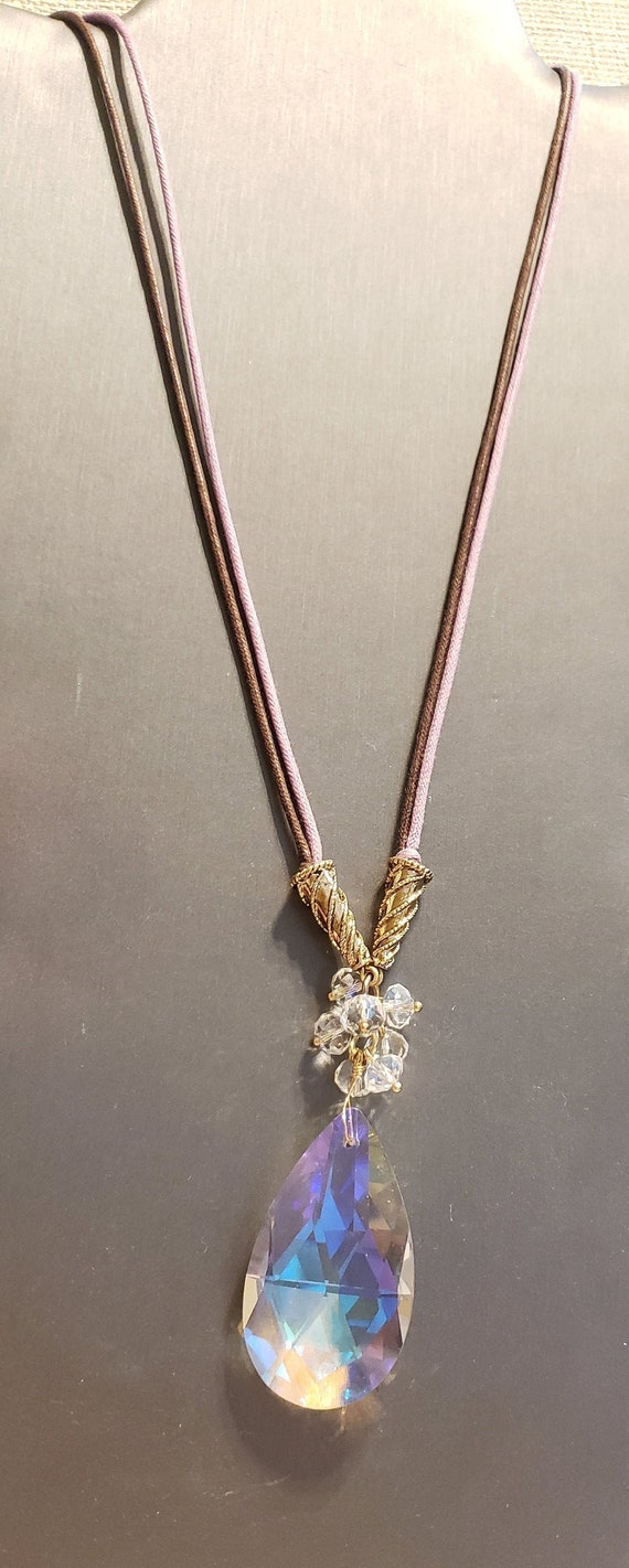 Kirks Folly Necklace, Large Crystal Pendant Neckla