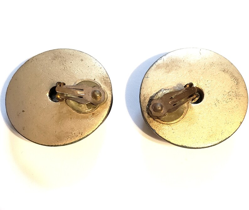 vintage jewelry Polka Dot Earrings vintage earrings 1980s Statement Earrings Large clip-on earrings Chunky Round Earrings