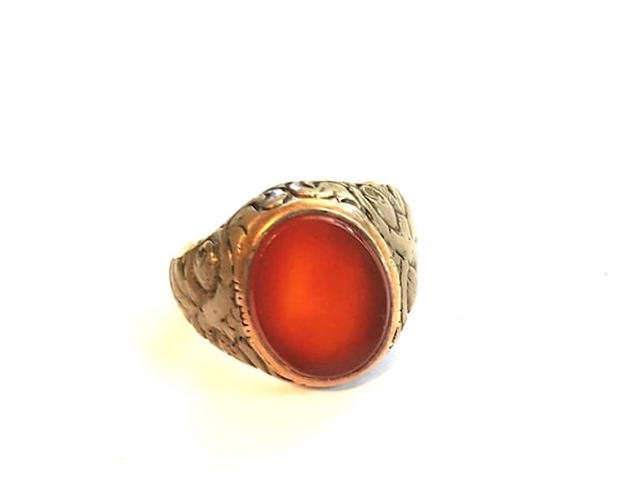 Antique Sterling Silver Carnelian Ring, Size 10 Un