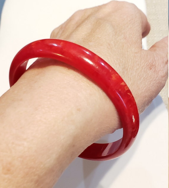Bakelite Bracelet Red Bakelite Bangle Bracelet, Vi