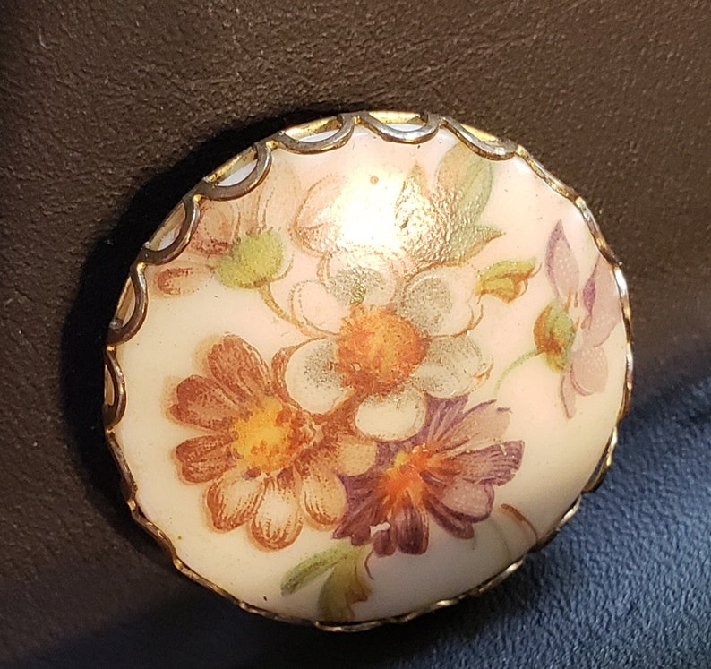 Colorful Flowers Mid-Century Brooch Vintage Brooch Flower Brooch Transferware Brooch Floral Brooch Pin Vintage Jewelry Flower Jewelry