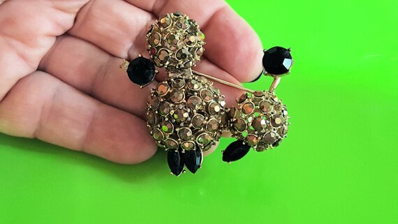 Poodle Rhinestone Brooch Vintage Gift for Poodle L