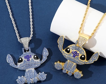 Stitch Pendant Necklace | Silver Alloy Cartoon Jewelry