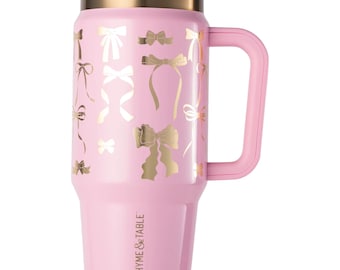 Pink Bow Tumbler: 32oz Insulated Stainless Steel Travel Mug