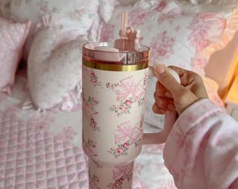 Love Shack Fancy Stanley Tumbler: Floral 40oz Personalized Travel Mug