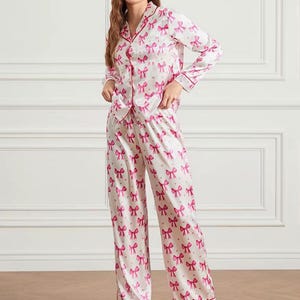 Pink Coquette Pajama Set: Soft Sleepwear with Bows