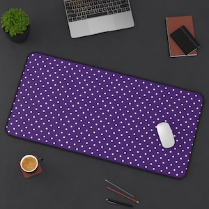 Desk Mat - Large Desk Mat - Computer Desk Mat - Purple Polka Dots - 3 Sizes Available