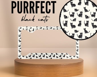 Marco para matrícula con diseño de gato negro – Decoración para coche