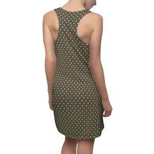 Olive Green and White Polka Dot Dress| | Simple Dress | Racerback Dress