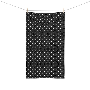 Hand Towel - Black Polka Dots - 16 inches × 28 inches