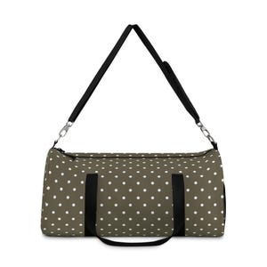 Duffel Bag with Olive Green Polka Dots - Gym Bag - Sports Bag - Overnight Bag - Yoga Bag - Camping Bag