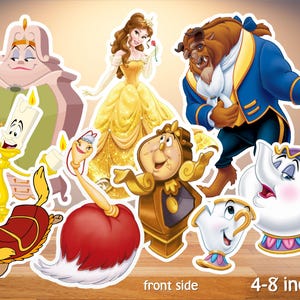 Centrotavola da tavolo con ritagli della principessa Belle, decorazioni per feste a tema magico, fondale per feste di principesse, centrotavola bifacciale, download digitale