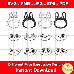 Monster Faces SVG Bundle: Kawaii Cartoon Clipart (Digital Download)