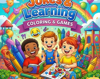 Kids Activity Book, Jokes, Coloring Pages, Learning Games (Digital Download)