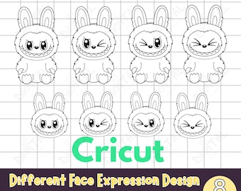 Monster Faces Labubu SVG Bundle: Kawaii Cartoon Clipart, Christmas Gift, Cricut SVG (Digital Download)
