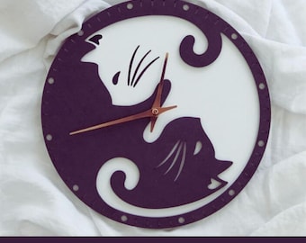 Laser Cut Cat Wall Clock Shadow Box SVG Bundle: DIY Papercraft Decor