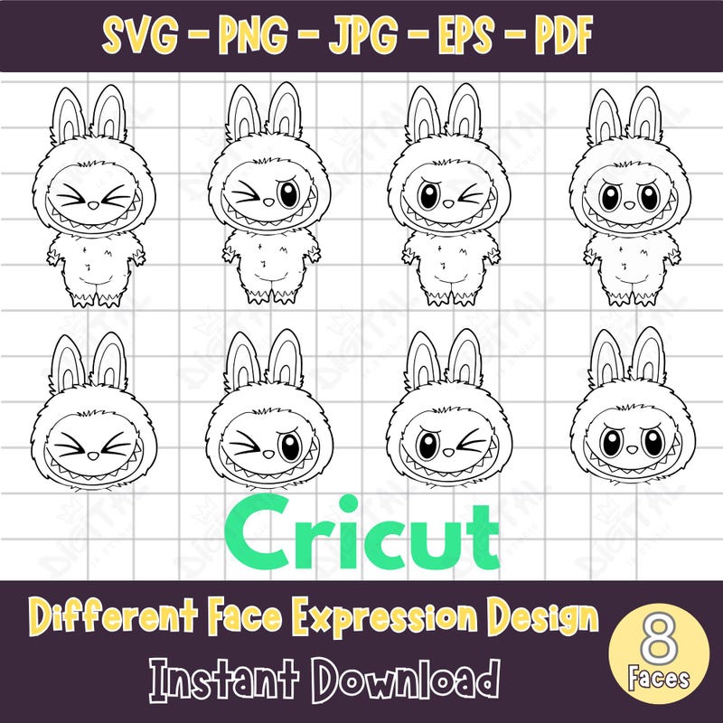 Labubu Black and White Clipart - Etsy