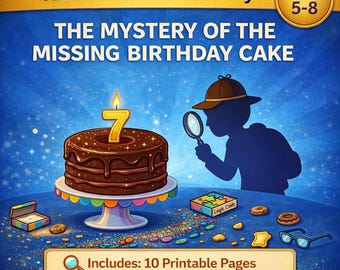 Kids Detective Mystery Game, Missing Cupcake Whodunit Party Activity (Digital Download)