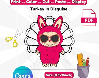 Monster Turkey Disguise Craft | Thanksgiving Classroom Activity (Digital Download)