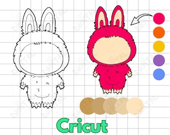 LABUBU Monster Faces SVG,PNG Bundle: Kawaii Cartoon Clipart