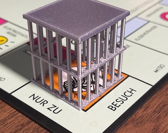Prigione di Monopoly stampata in 3D | Prigione personalizzata per giochi da tavolo | Compatibile con la scatola originale | Dimensioni regolabili | Regalo per migliorare il tuo gioco da tavolo | Pedine rimovibili