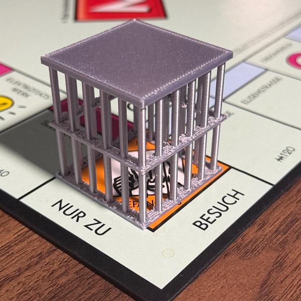 Monopoly Jail 3D Printed | Custom Prison for Board Games | Fit Original Box | Adjustable Size | Board Game Upgrade Gift | Detachable counters