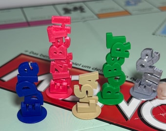 Personalized Board Game Tokens with Name | Custom Monopoly Pieces | 3D Printed | Choose Color & Font | Unique Gift Idea