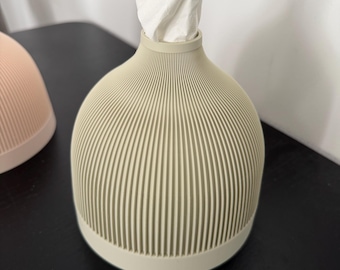 Ribbed Dome Tissue Box Cover, Boho Modern Tissue Holder, Organic Home Decor, Nordic Minimalist Bathroom Accessory, 3D Printed Gift
