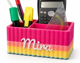 Personalized Desk Organizer | Fuzzy Look | 3D Printed Desk Organizer | Desk, Office, School, University | Various Colors and Styles