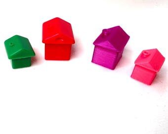 Classic House & Hotel Game Pieces – Premium Replacement Set | Compatible with Monopoly and Standard Board Games | Choose Color