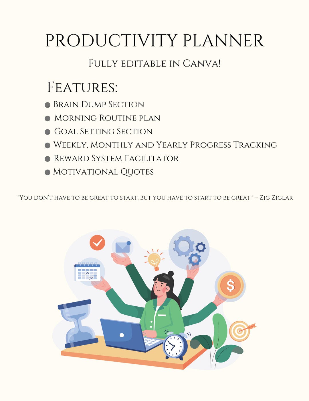 Simple and Easy to Use Productivity Planner - Etsy