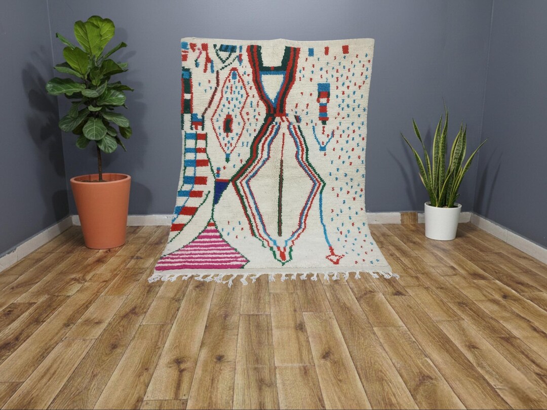 Handmade Moroccan Azilal Rug, Colorful Berber Design, Woven From ...
