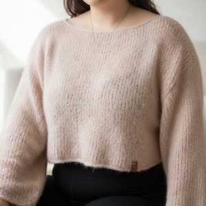 Modello di maglia in mohair, raglan dall'alto verso il basso, camicetta oversize in formato PDF, download immediato