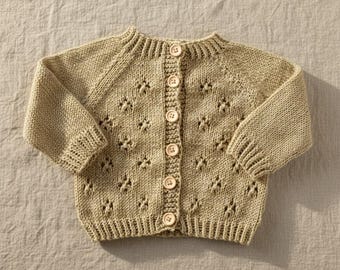 Breipatroon babyvest, trui met kanten juk, pasgeboren cadeau pdf direct downloaden