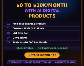0 to 10K Month AI Digital Products Blueprint Passive Income Guide Make Money Online Digital Download Side Hustle 2026